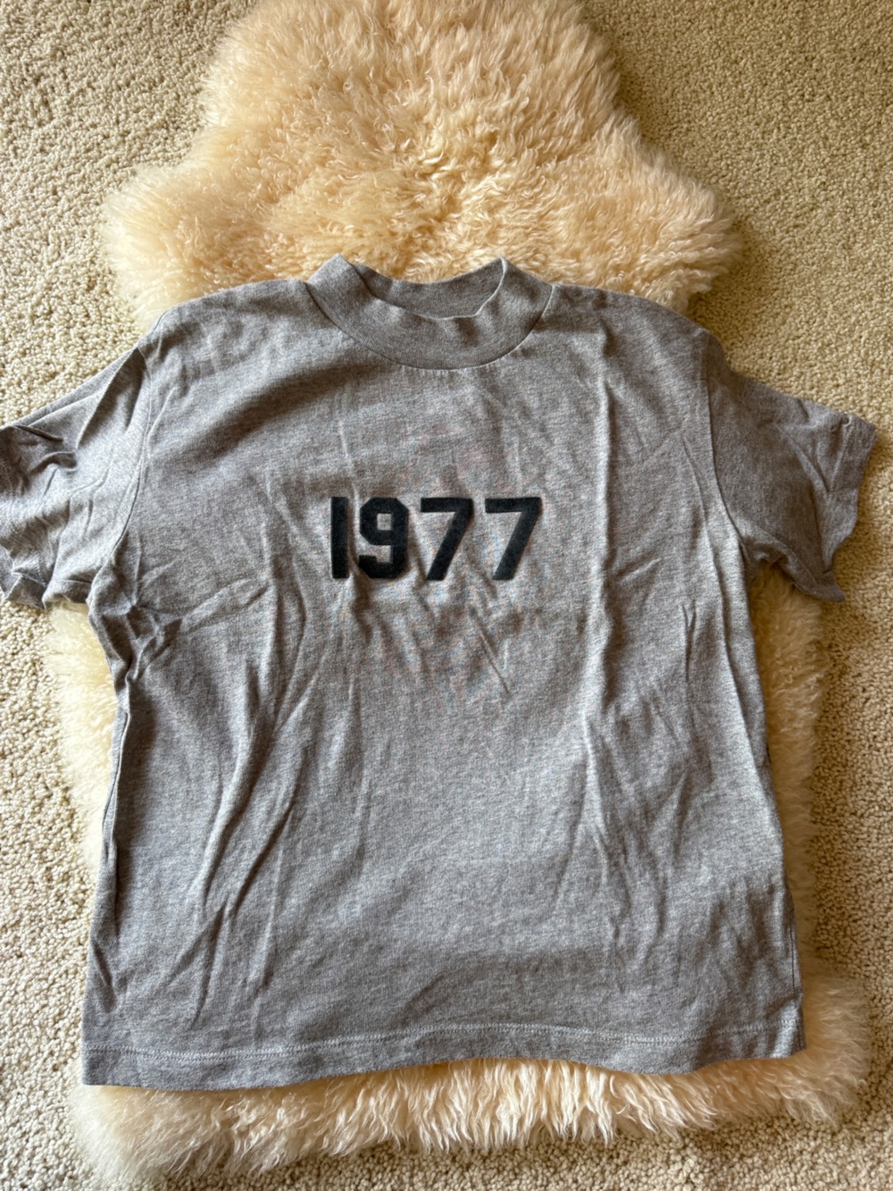 Fear of God Essentials 1977 Gray T-Shirt Oversized Logo Tee Streetwear - Picture 2 of 5
